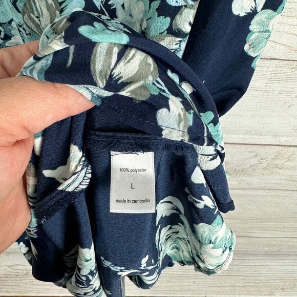 Floral Sleeveless Dress - Blue and Green - Picture 6 of 9